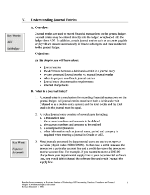 Accounting journal entry fillable word form