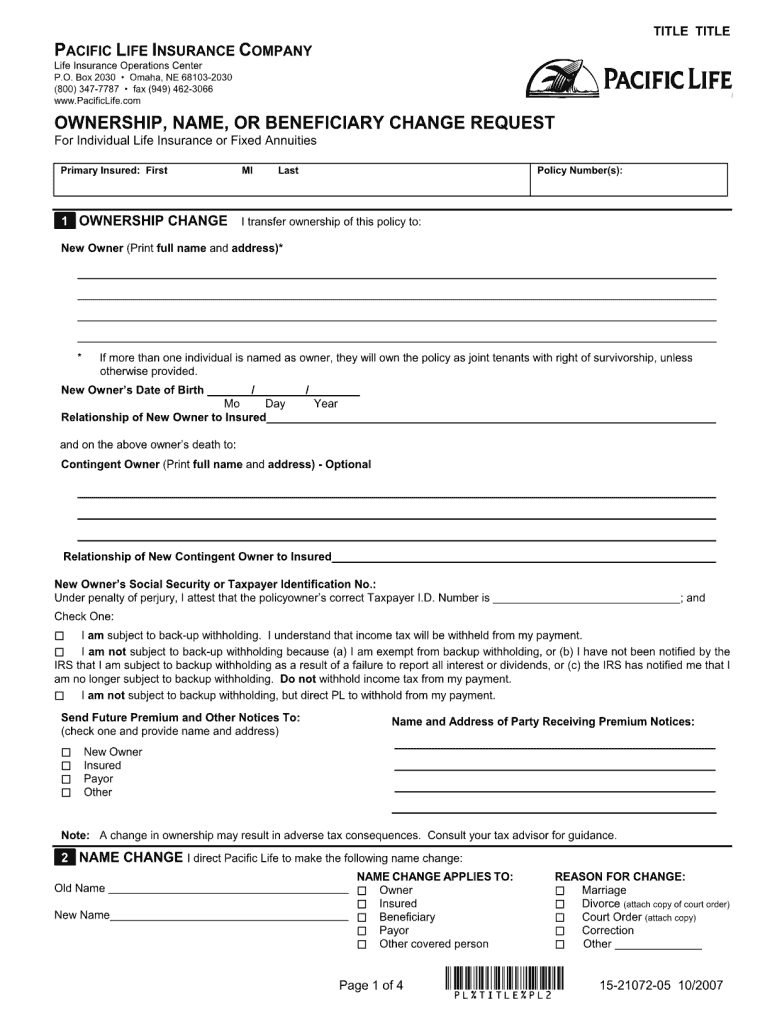 pacific life beneficiary form