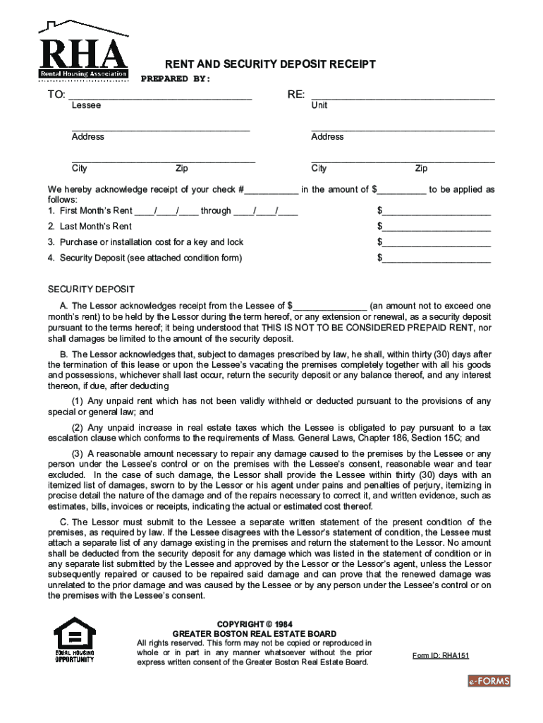 rent deposit receipt template uk Preview on Page 1