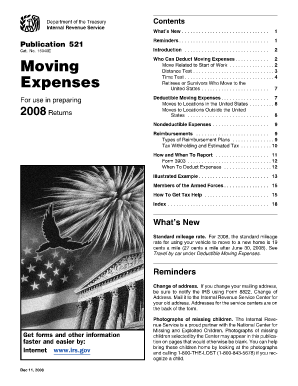 IRS Publication 521 Moving Expenses