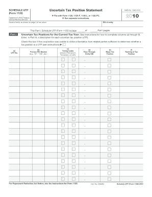 Staff communication log template - 2010 Schedule UTP (Form 1120) - irs