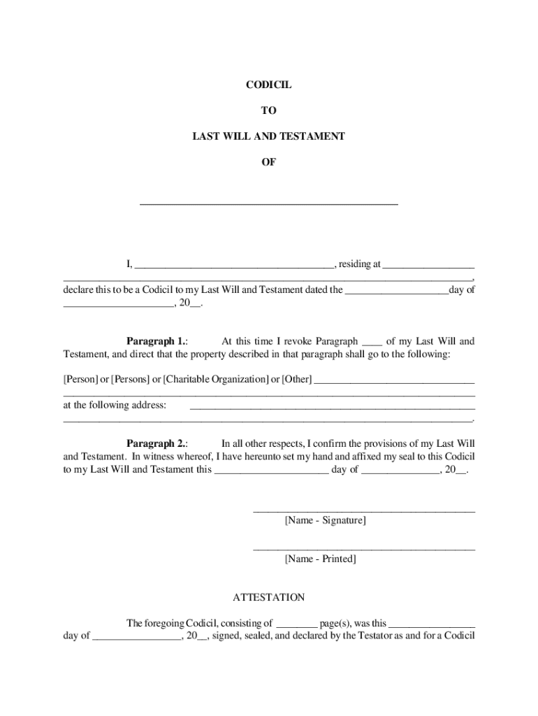 Blank Codicil Form Uk 21-21 - Fill and Sign Printable Template For Blank Legal Document Template
