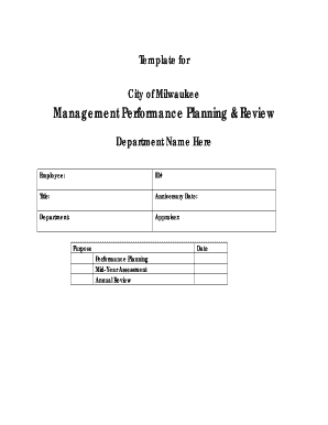 City of Milwaukee Management Performance Planning & Review
