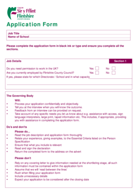UK School Job Application Form