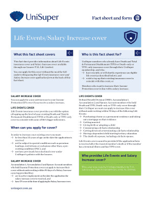 Life Events and Salary Increase Cover Application