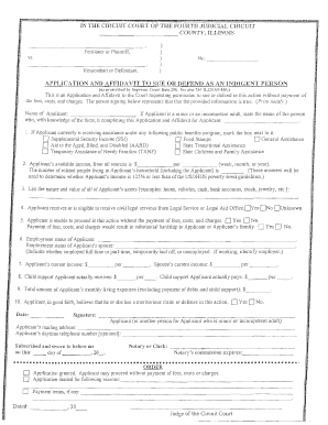 Application and Affidavit to Sue as an Indigent Person