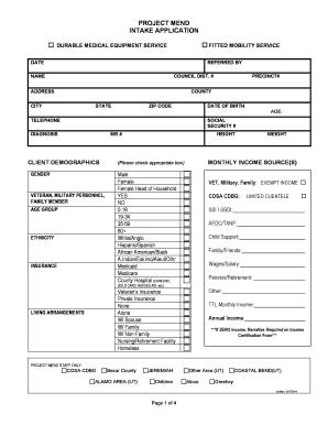 Project MEND Intake Application