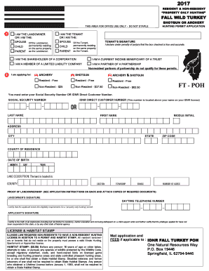 Illinois Fall Wild Turkey Hunting Permit Application