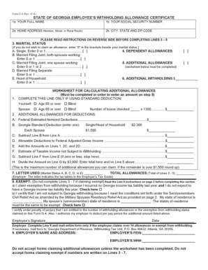 Georgia Employee Withholding Allowance Certificate