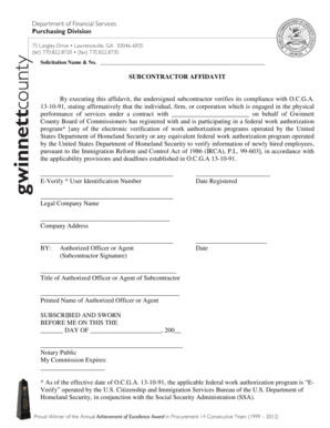 Subcontractor Affidavit