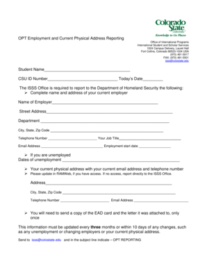OPT Employment and Address Reporting Form