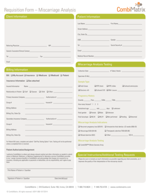 Miscarriage Analysis Requisition Form