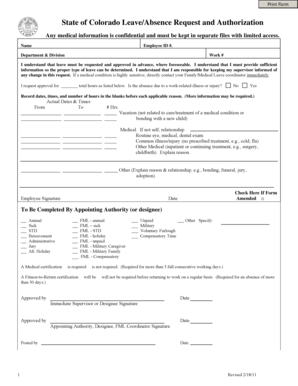 Colorado Leave/Absence Request and Authorization