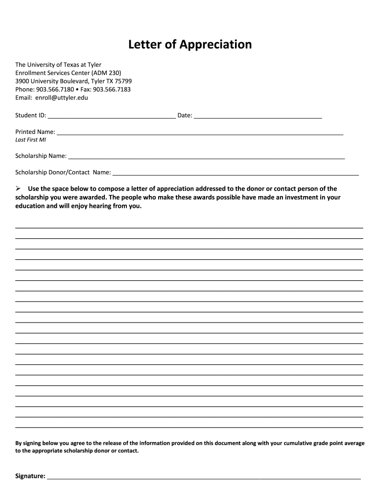a letter of appreciation Preview on Page 1