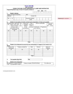 VAT-R6 Form for Lump Sum Contractors