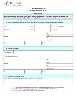 Provider Nomination Form