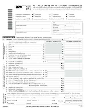 NYC Utility Excise Tax Return for Vendors