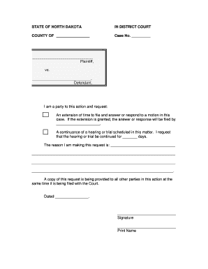 North Dakota Motion for Extension of Time