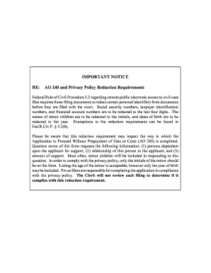 Application to Proceed Without Prepayment of Fees or Costs