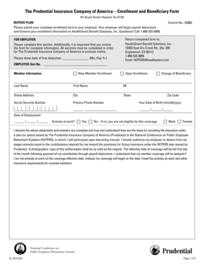 Prudential Insurance Enrollment and Beneficiary Form