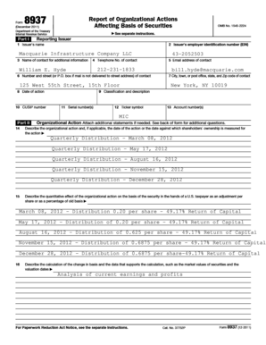 IRS Form 8937 Report of Organizational Actions