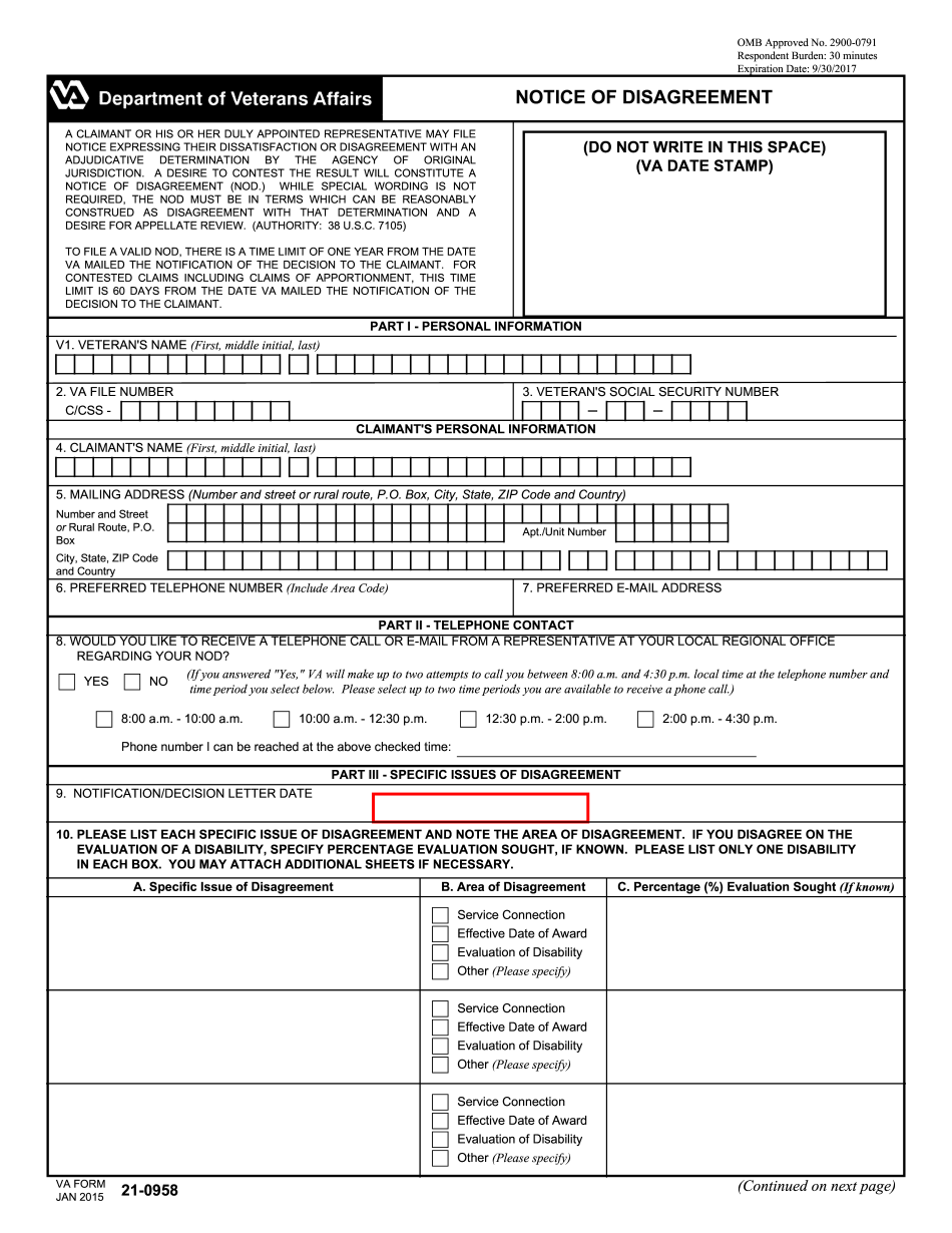 How to complete va form 21-0958