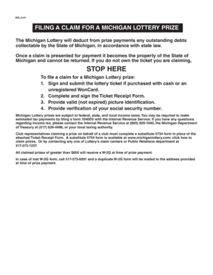 Michigan Lottery Prize Claim Form