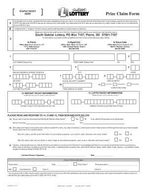 South Dakota Lottery Prize Claim Form
