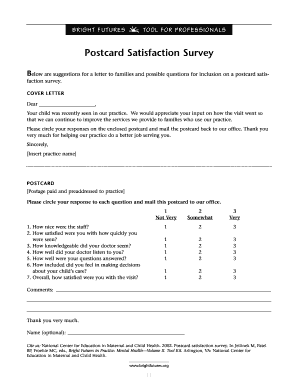 Bright Futures Postcard Satisfaction Survey