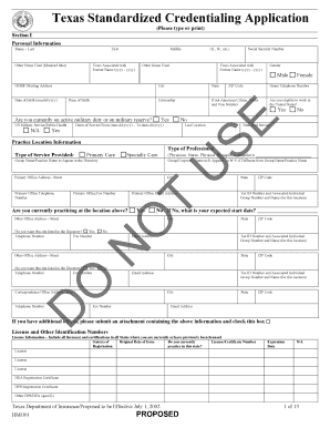 Texas Standardized Credentialing Application