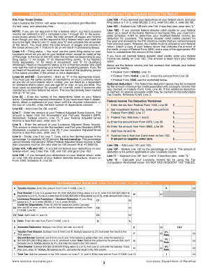 Louisiana 2014 Nonresident and Part-Year Resident Income Tax Return