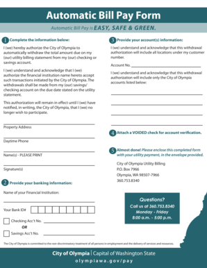 Automatic Bill Pay Form