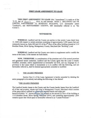 FIRST LEASE AMENDMENT TO LEASE THIS FIRST AMENDMENT ... - montgomerycountymd