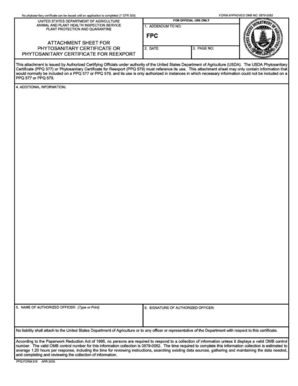 USDA Phytosanitary Certificate Attachment