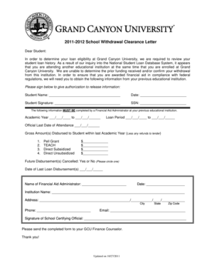 School Withdrawal Clearance Letter