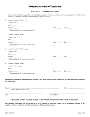 Additional Location Supplement