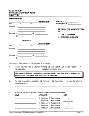 Petition for Modification of Child/Spousal Support
