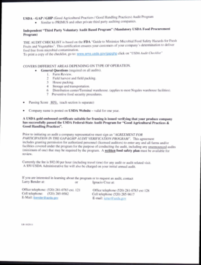 USDA GAP GHP Audit Agreement