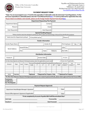 Florida State University Payment Request Form