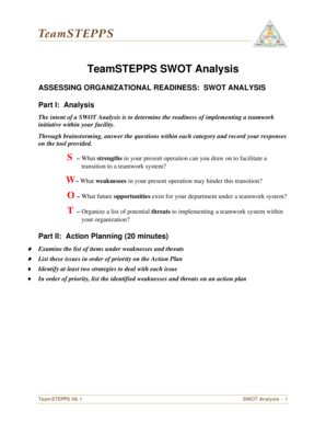 TeamSTEPPS SWOT Analysis - ahrq