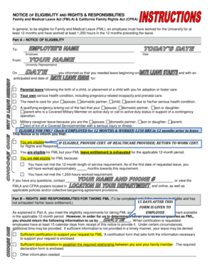 FMLA and CFRA Eligibility and Rights Notice