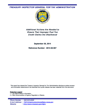 IRS Fuel Tax Credit Audit Report