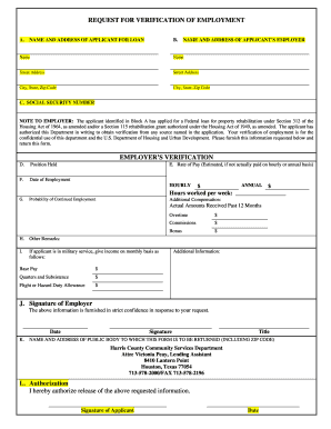 Request for Verification of Employment