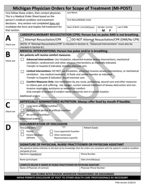 Michigan Physician Orders for Scope of Treatment