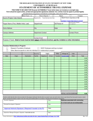 Statement of Automobile Travel Expense