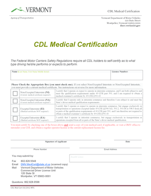 CDL Medical Certification Form