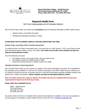 New York Student Immunization Form