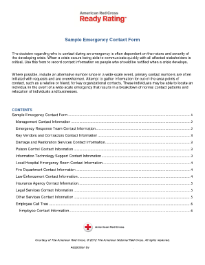 Sample Emergency Contact Form - dhhr wv