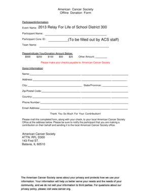 American Cancer Society Offline Donation Form