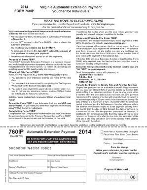 Virginia Form 760IP Automatic Extension Payment